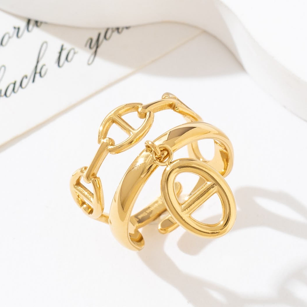 Bague dorée maille marine
