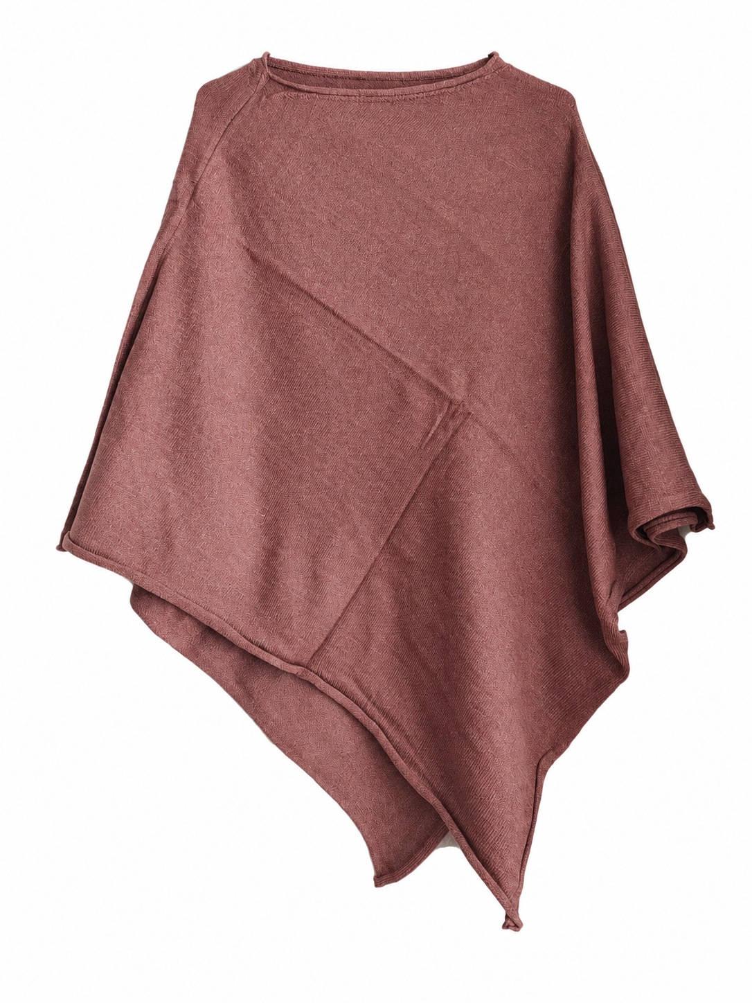 🌸 Poncho femme vieux rose/Marron – Taille unique