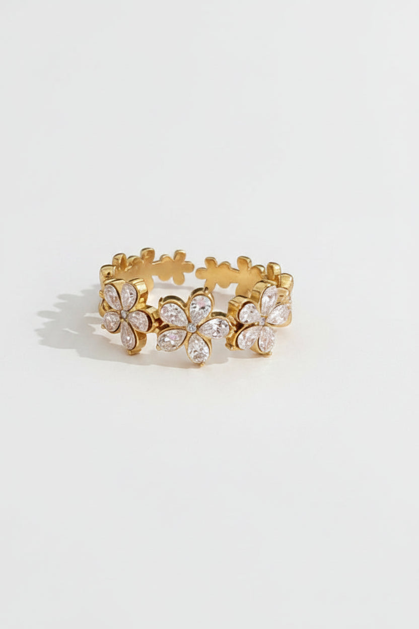 Bague dorée fleur