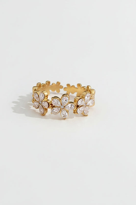 Bague dorée fleur