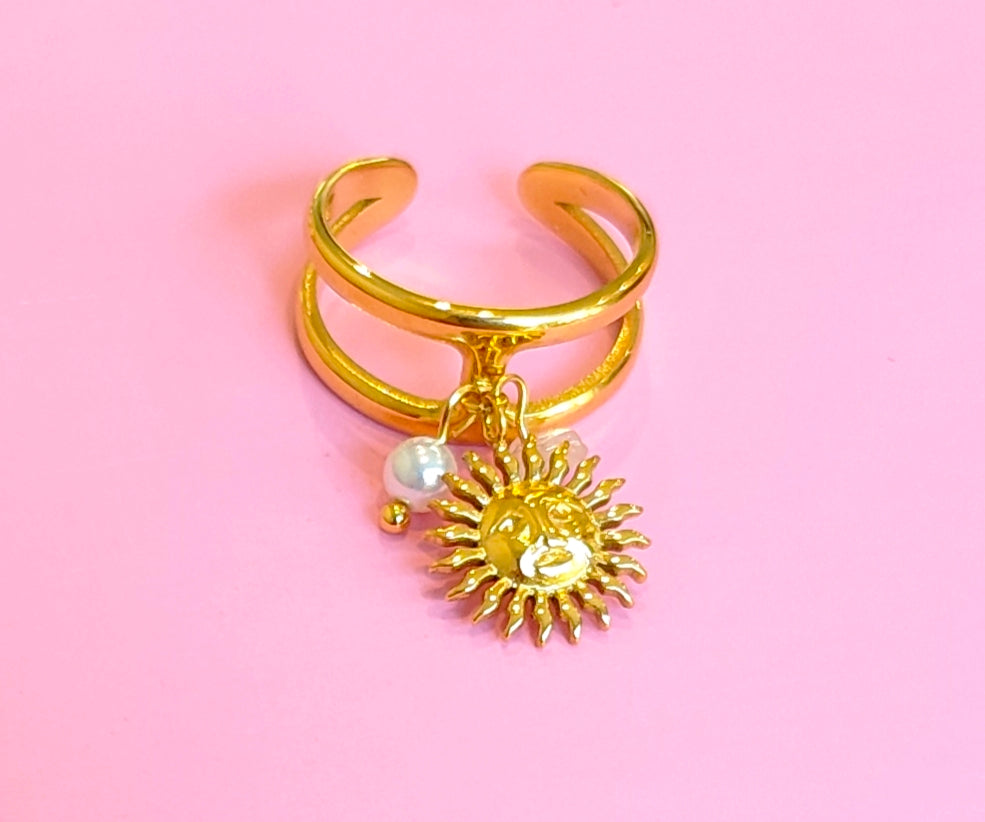 Bague dorée soleil