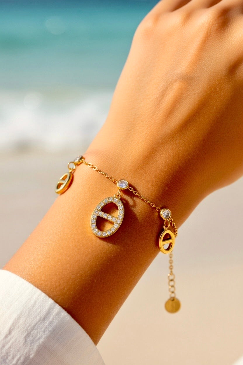 💕Bracelet doré mailles marine ⭐