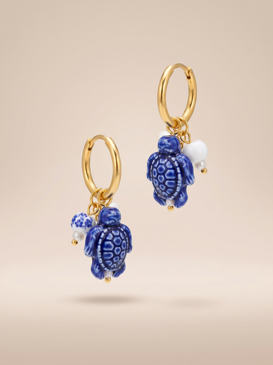 Boucles d'oreilles dorées tortue