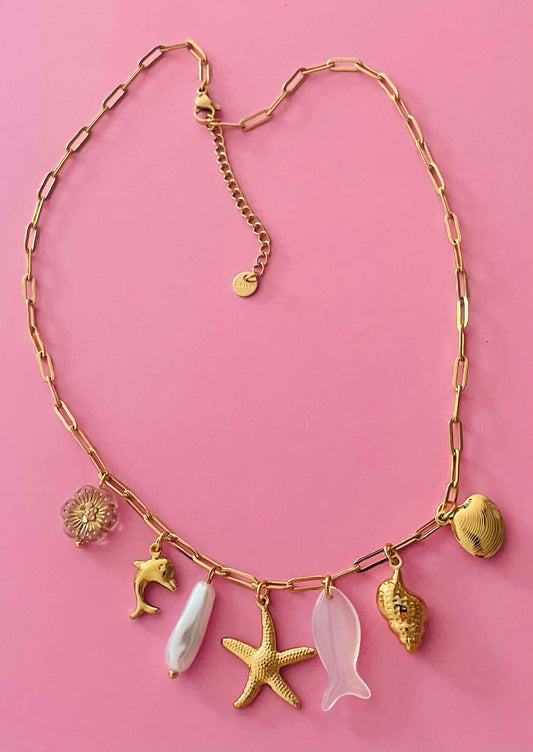 Collier doré breloques mer✨