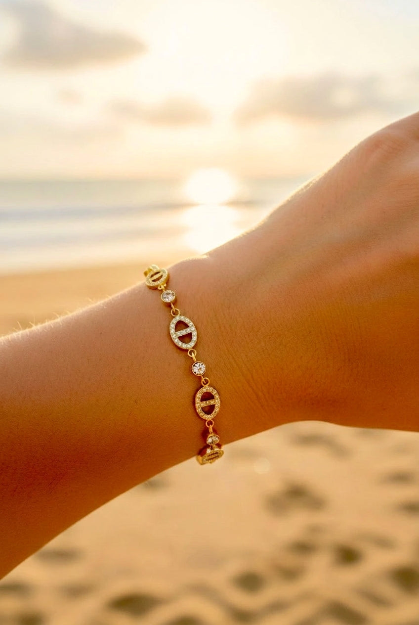 Bracelet doré mailles marine ⭐