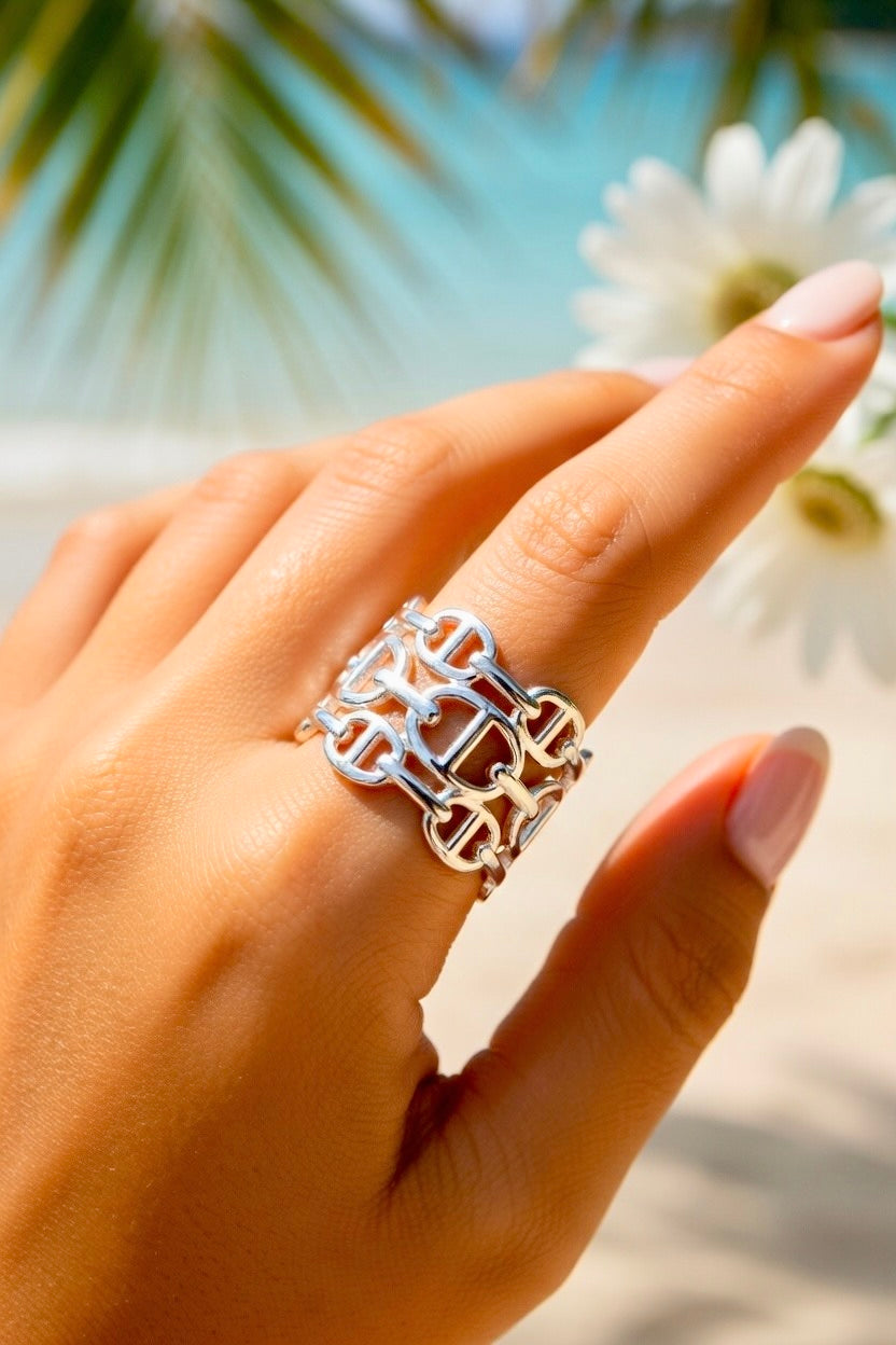 Bague argenté mailles marine ✨🍂