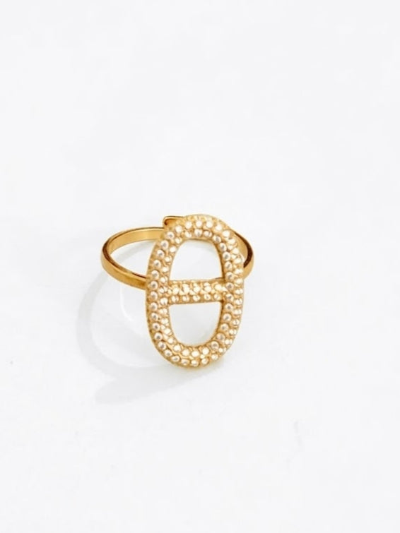 Bague dorée maille marine