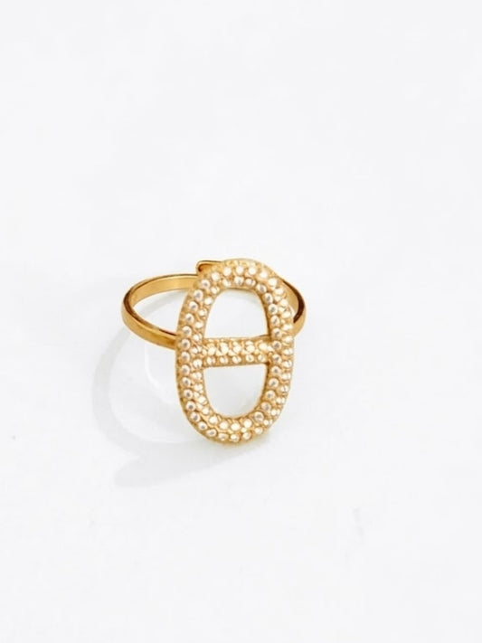 Bague dorée maille marine