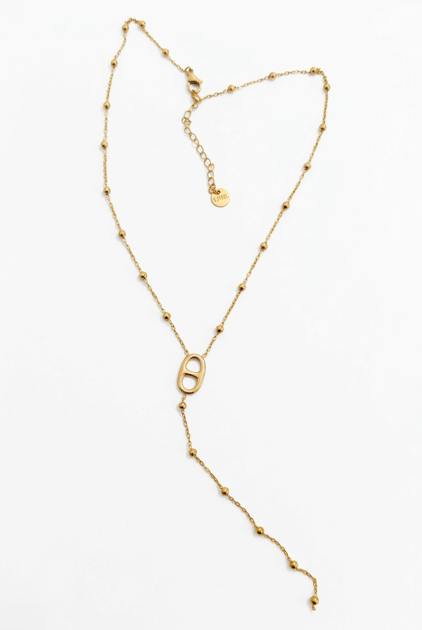 Collier doré mailles marine