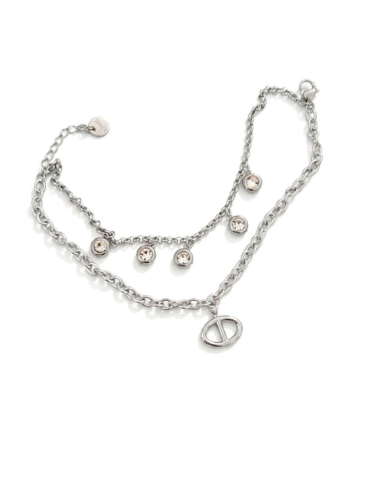 Bracelet argenté maille marine