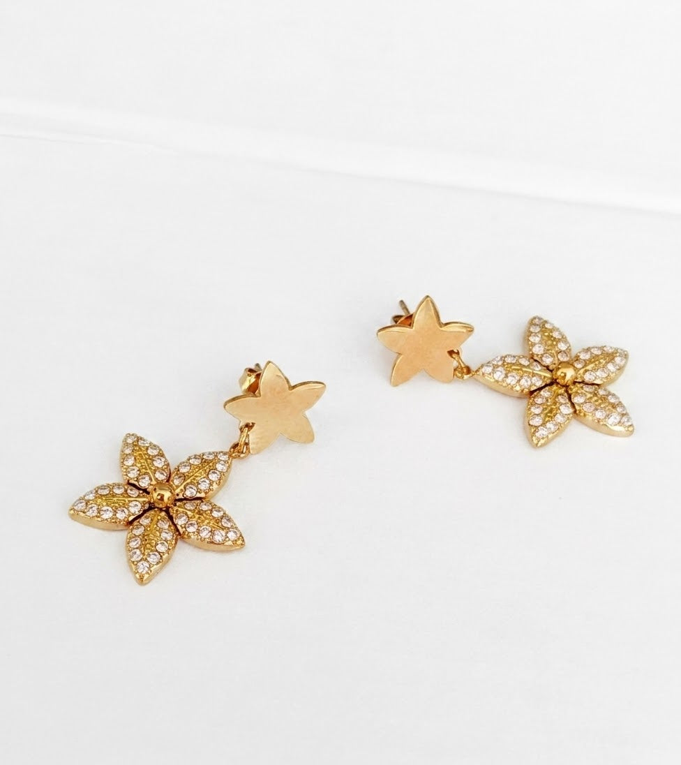 Boucles d'oreilles dorées fleurs