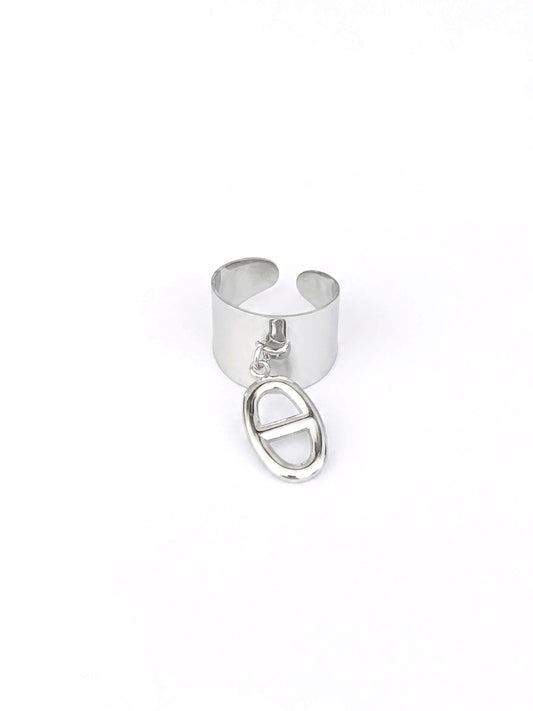 Bague argentée maille marine