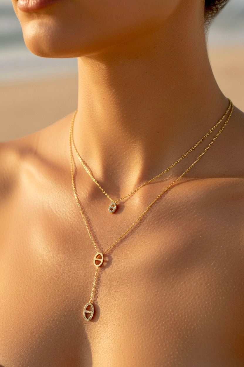 Collier doré mailles marine 💕🐿️✨