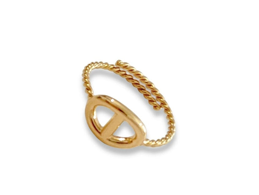 Bague dorée maille marine
