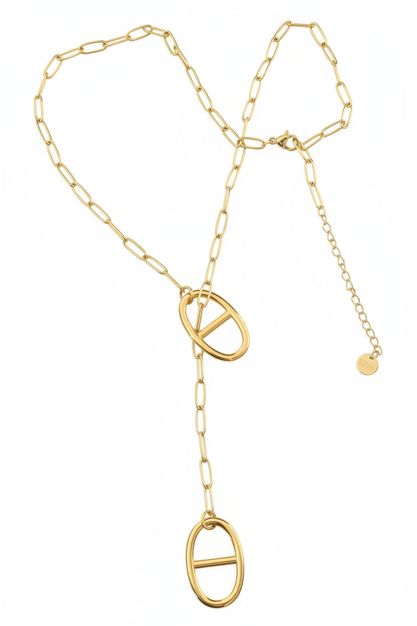 Collier doré mailles marine
