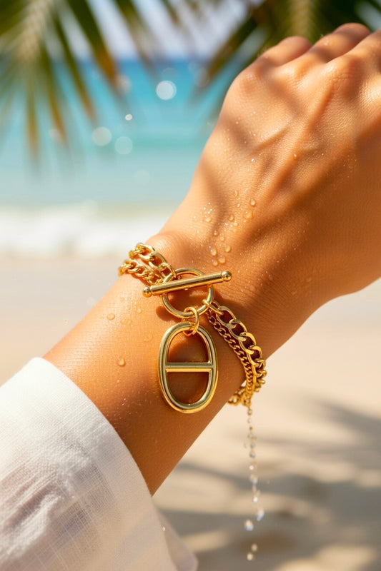 Bracelet doré maille marine