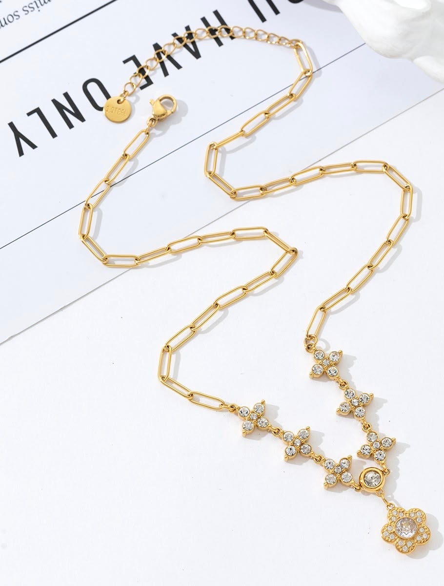 Collier doré fleurs