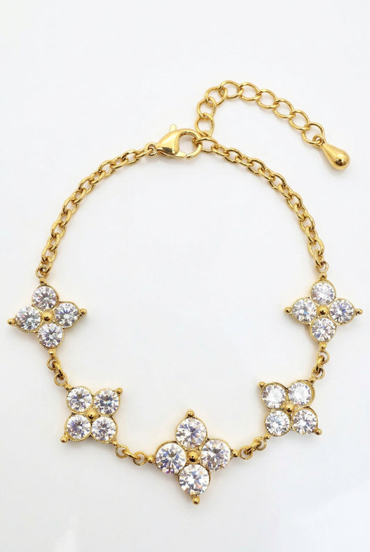 Bracelet doré fleurs