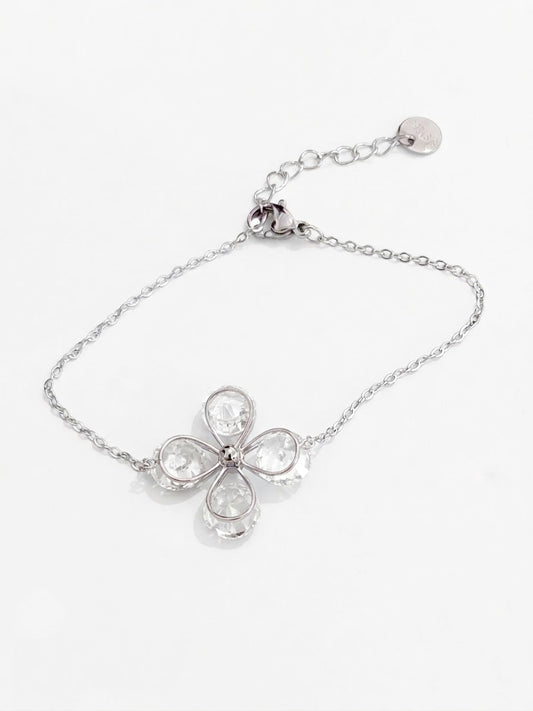 Bracelet argenté fleur