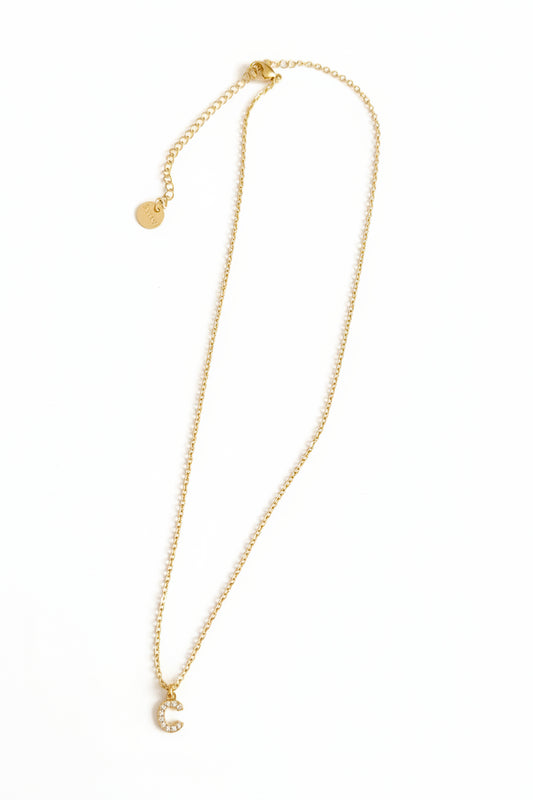 Collier doré initial C strass