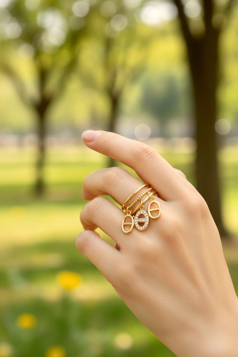 Bague dorée mailles marine 💕