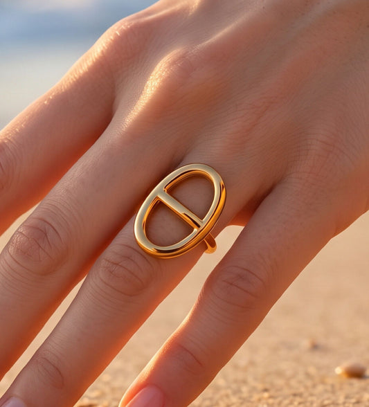 Bague dorée maille marine
