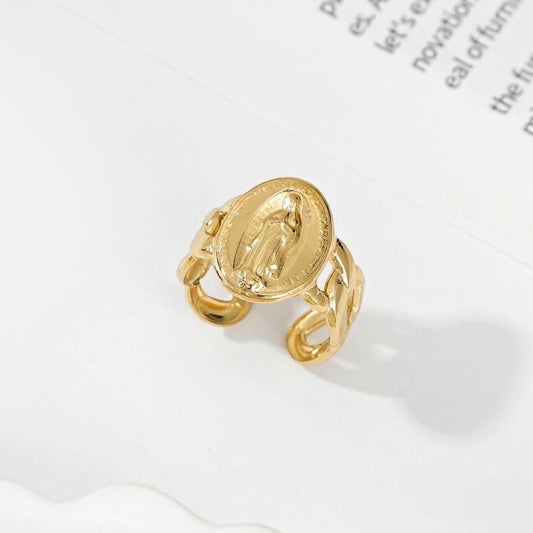 Bague dorée vierge