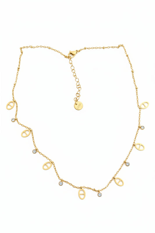 Collier doré mailles marine