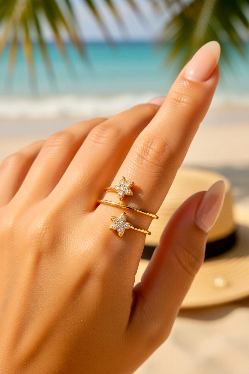 Bague dorée étoiles