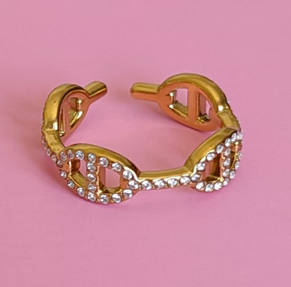 Bague doré mailles marine