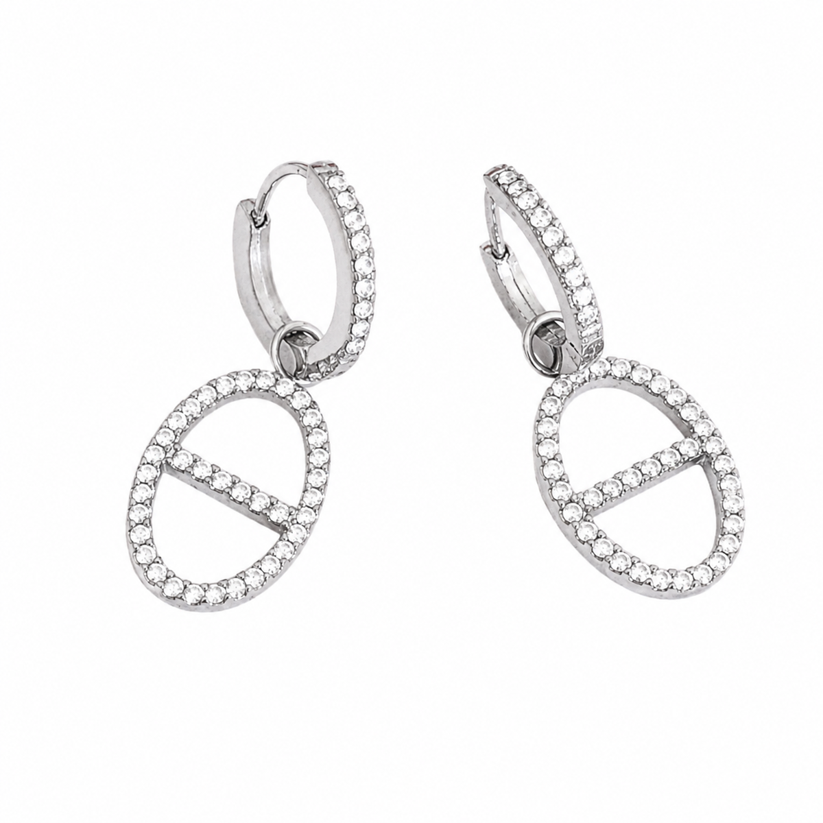 Boucles d'oreilles argentées mailles marine✨