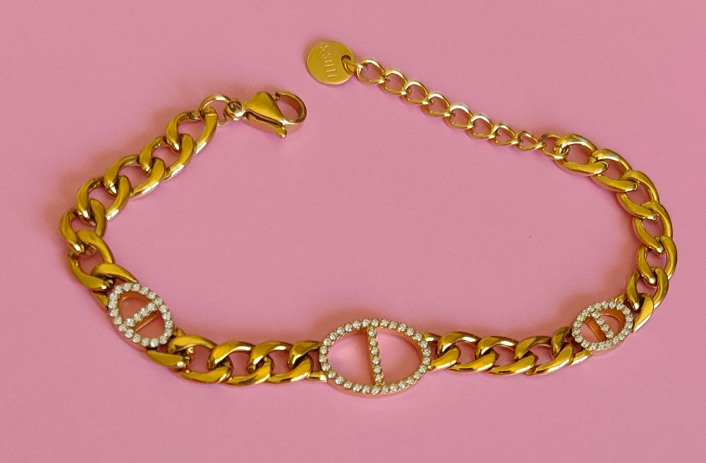 Bracelet doré mailles marine