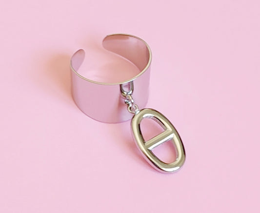 Bague argenté mailles marine