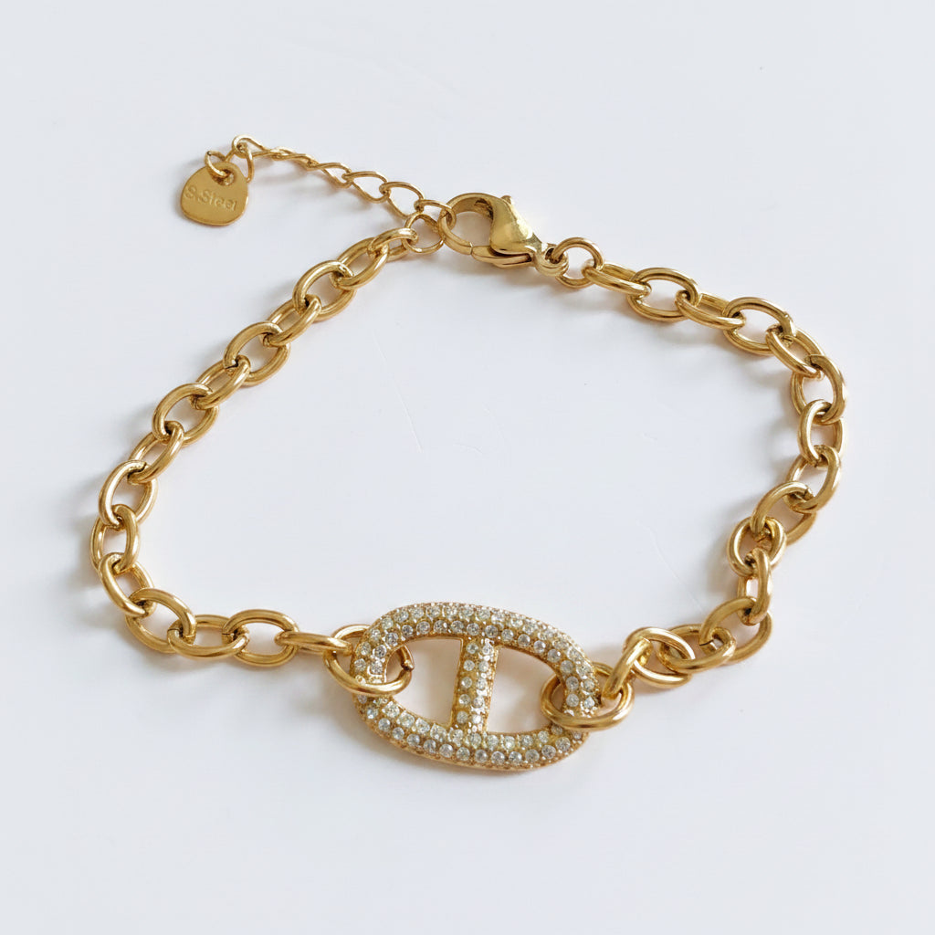 Bracelet doré mailles marine