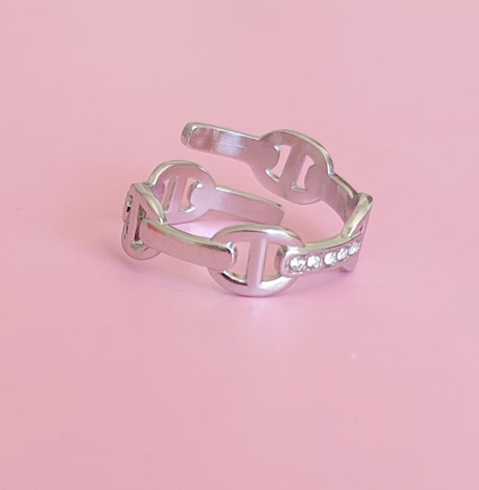 Bague argenté mailles marine