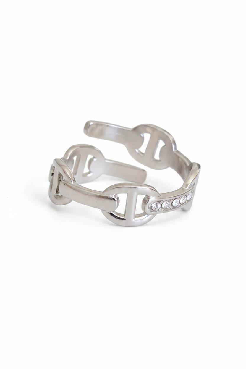 Bague argenté mailles marine✨