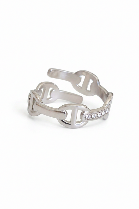 Bague argenté mailles marine✨