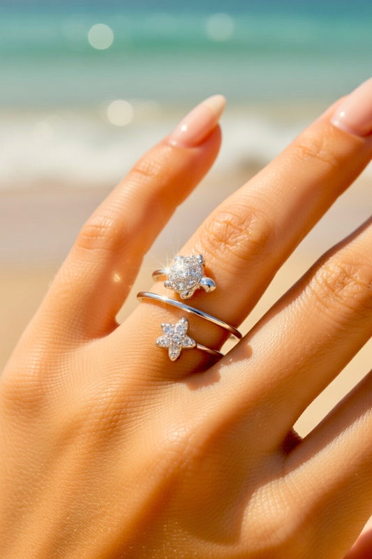 Bague argentée tortue