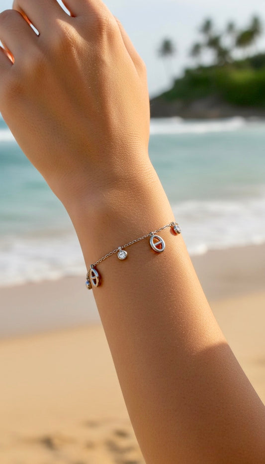 Bracelet argenté mailles marine
