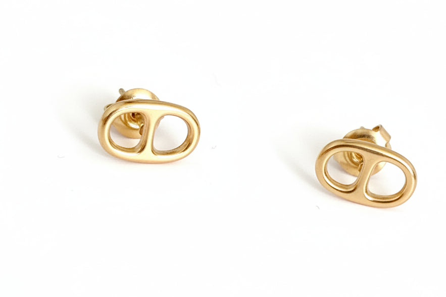 Boucles d'oreilles dorées mailles marine