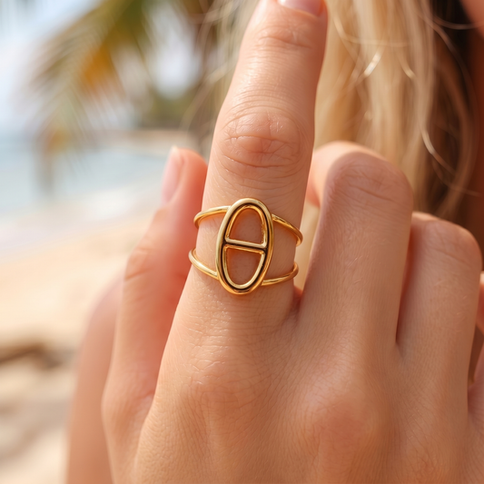Bague dorée maille marine