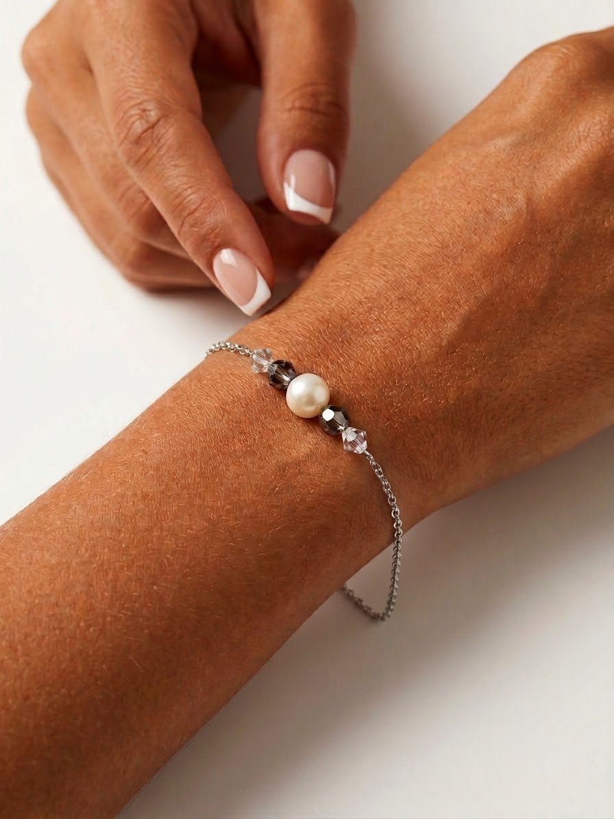 Bracelet cristal perles d'eau douce🌺💕
