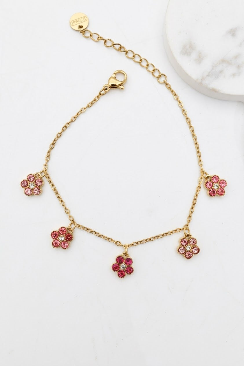 Bracelet doré fleurs
