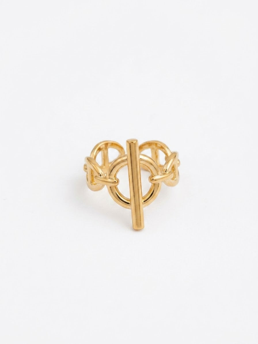 Bague dorée mailles marine