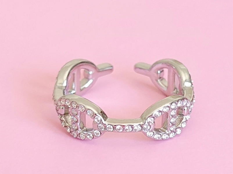 Bague argenté mailles marine