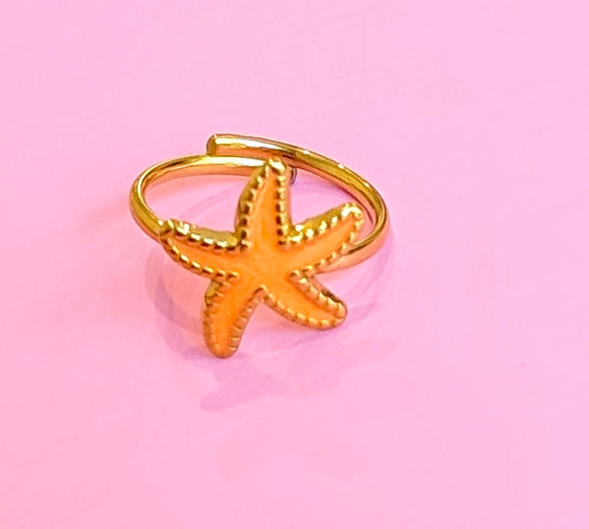 Bague dorée étoile de mer