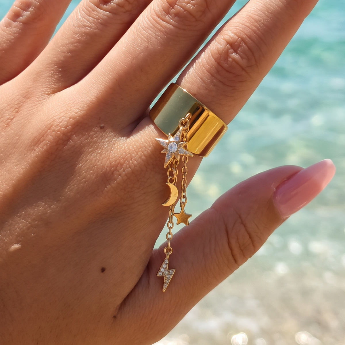 Bague dorée étoiles