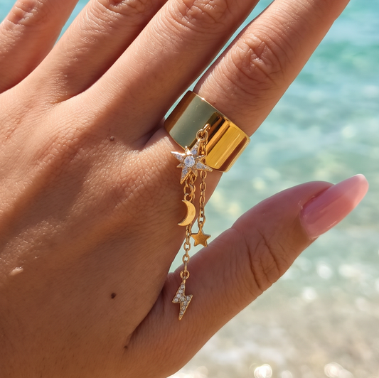 Bague dorée étoiles
