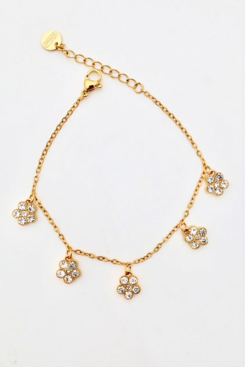 Bracelet doré fleurs