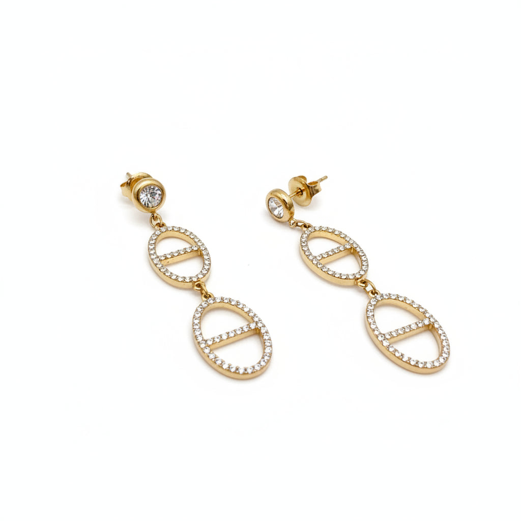 Boucles d'oreilles dorées mailles marine